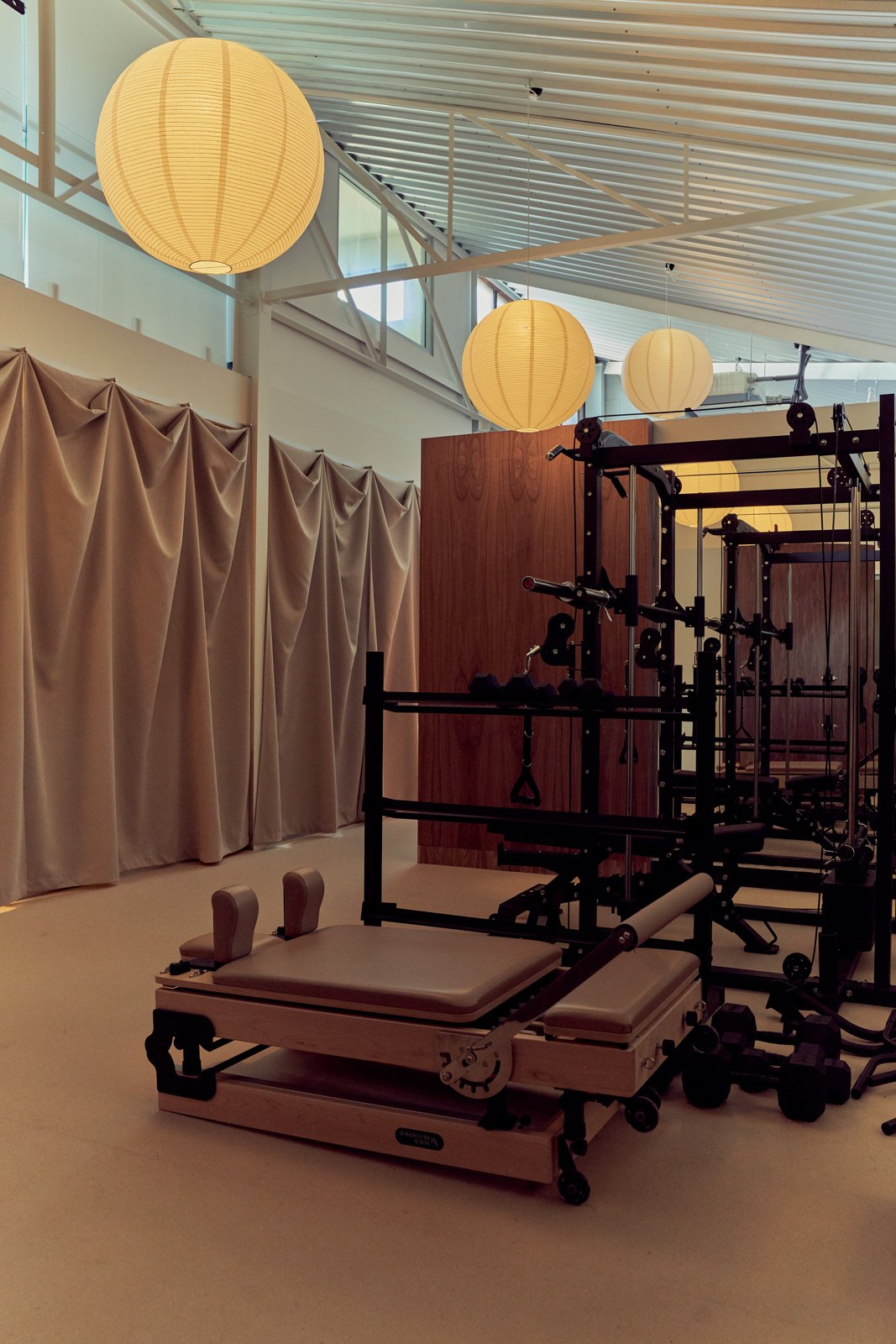 The gym beneath a paper lantern